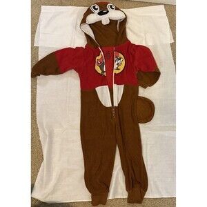Toddlers (3T) Bucees Beaver Fleece Hooded Pajama Costume Jumpsuit Sleepwear